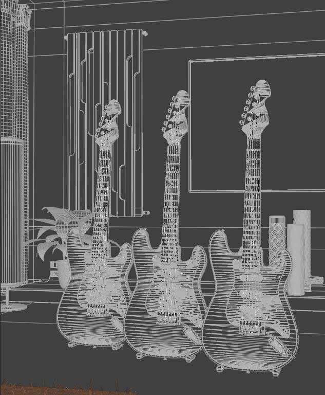 3 guitar wireframe